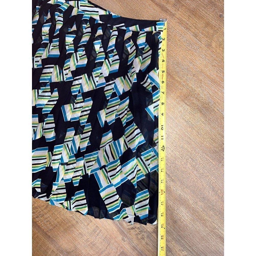 Banana Republic Women's Mini Pleated Lined Skirt 14 Multicolored Blue Geometric - Picture 5 of 7